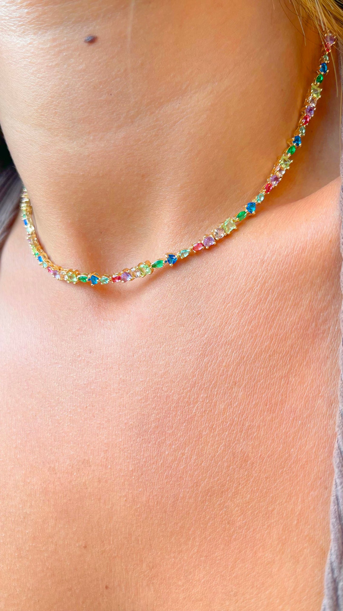 Abstract Colorful Tennis Necklace