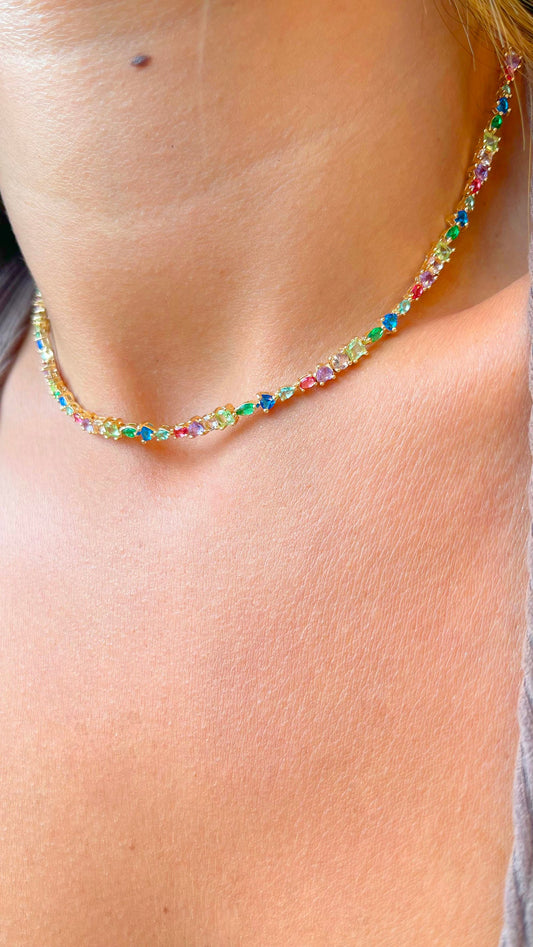Abstract Colorful Tennis Necklace