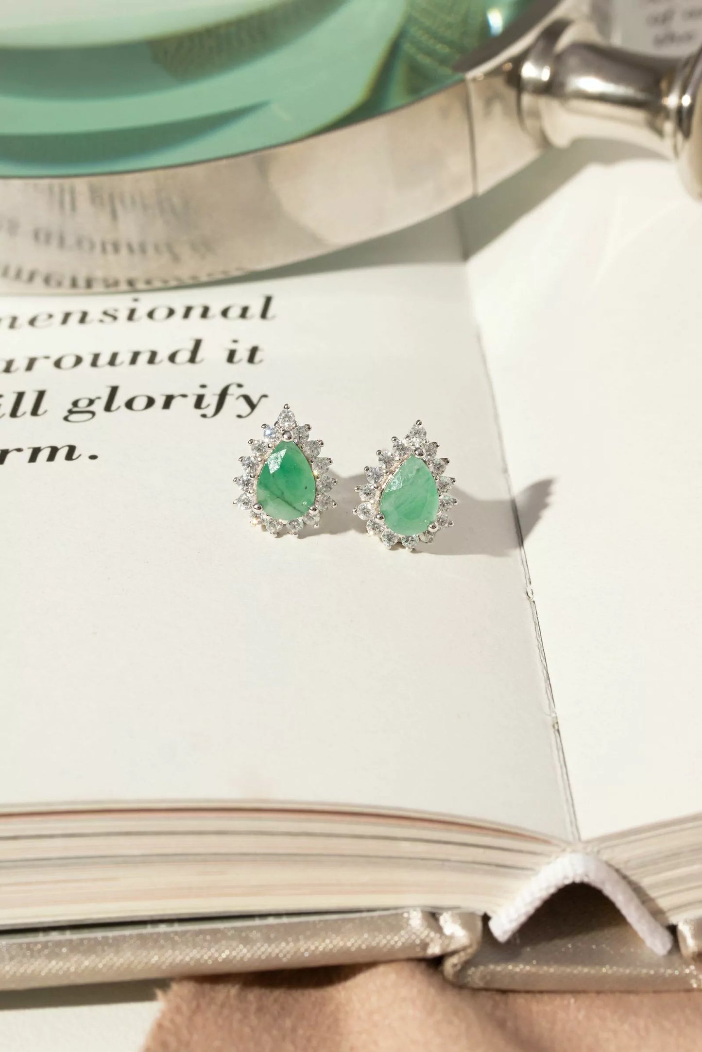 Emerald Fusion Drop Earrings with Moissanites 925 Silver
