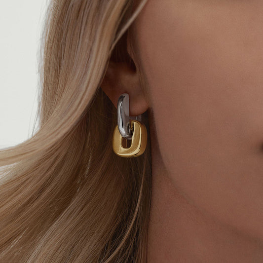 Two-Tone Double Link Earrings