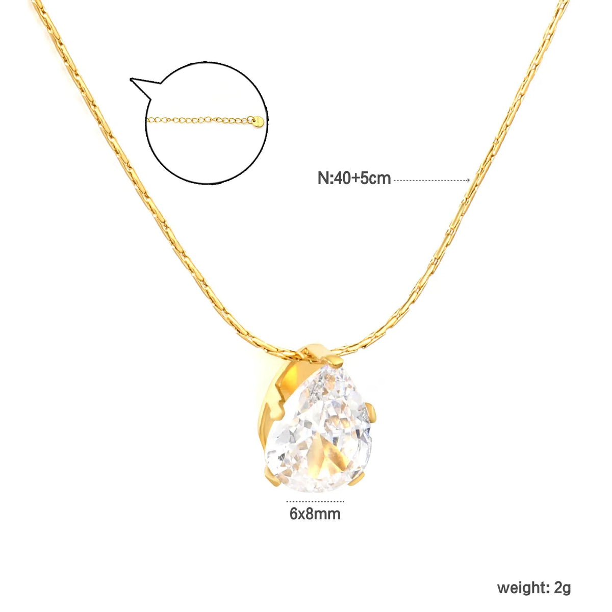 Pear Cut Solitaire Zirconia Pendant Necklace