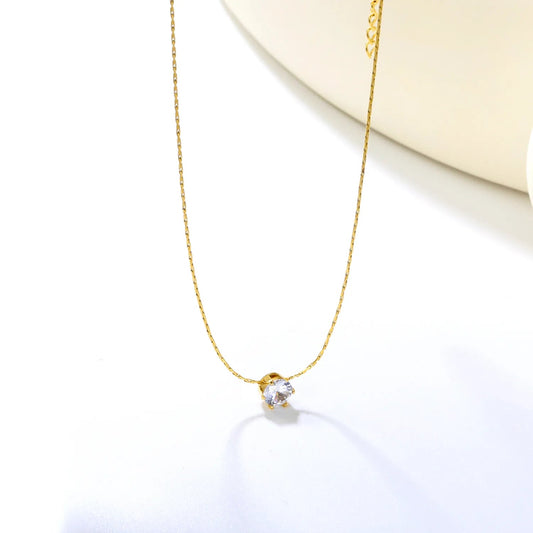 Solitaire Round Zirconia Pendant Necklace