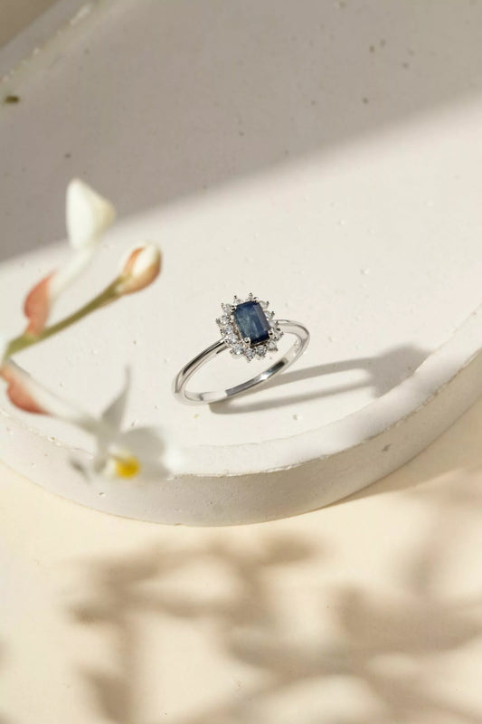 Fusion Sapphire Ring with Moissanite 925 Sterling Silver