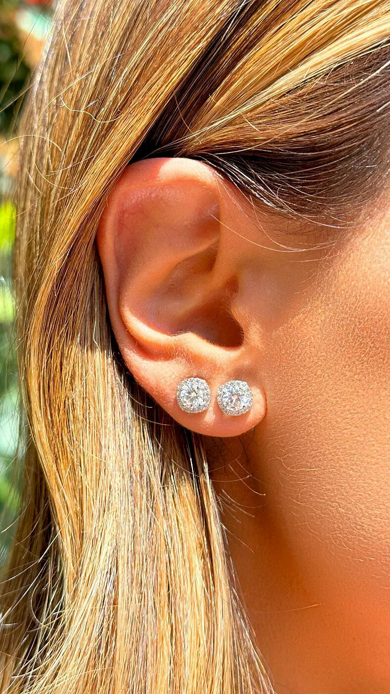 Moissanite Cubic Zirconia Stud Earrings