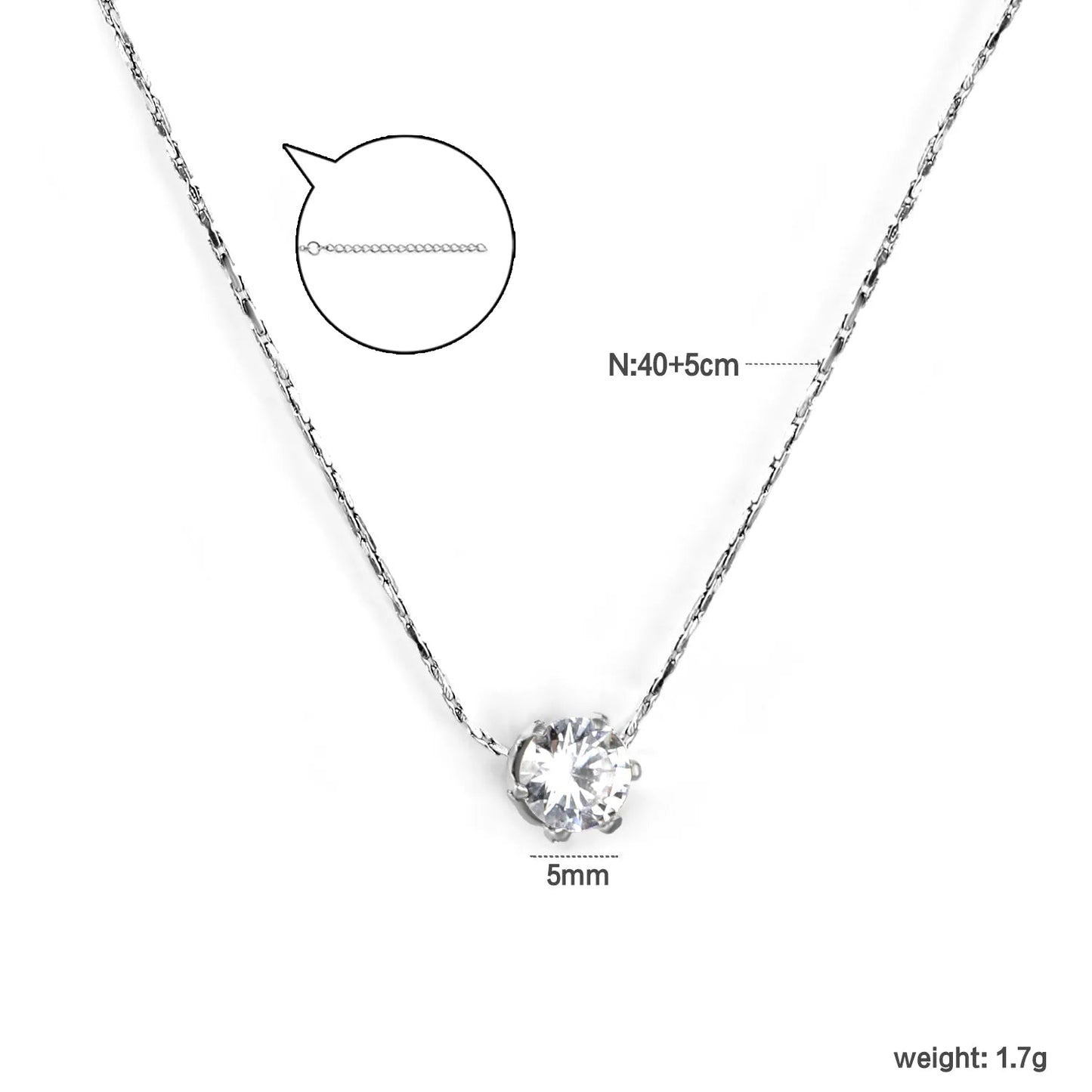 Solitaire Pendant Thin Chain Necklace