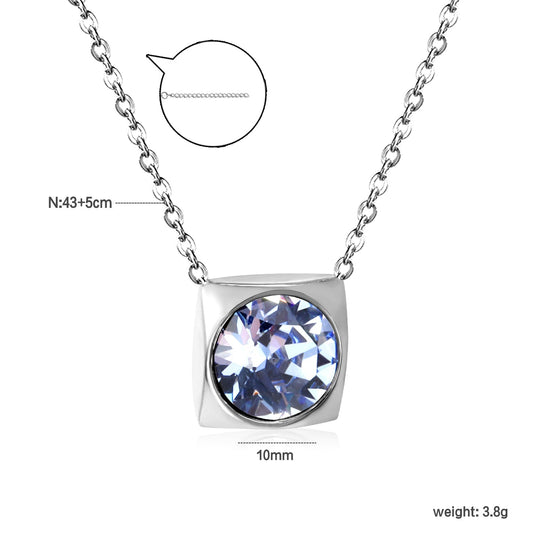 Square Frame Solitaire Necklace | Blue Zirconia