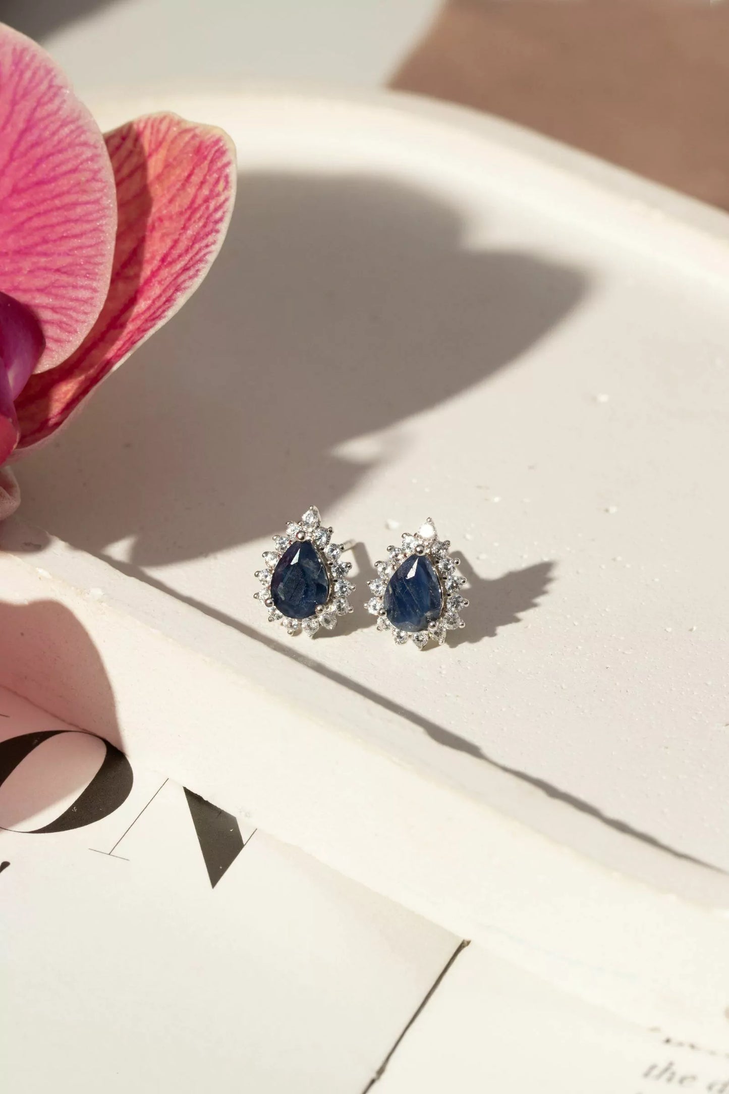 Fusion Sapphire Drop Earrings with Moissanites 925 Silver