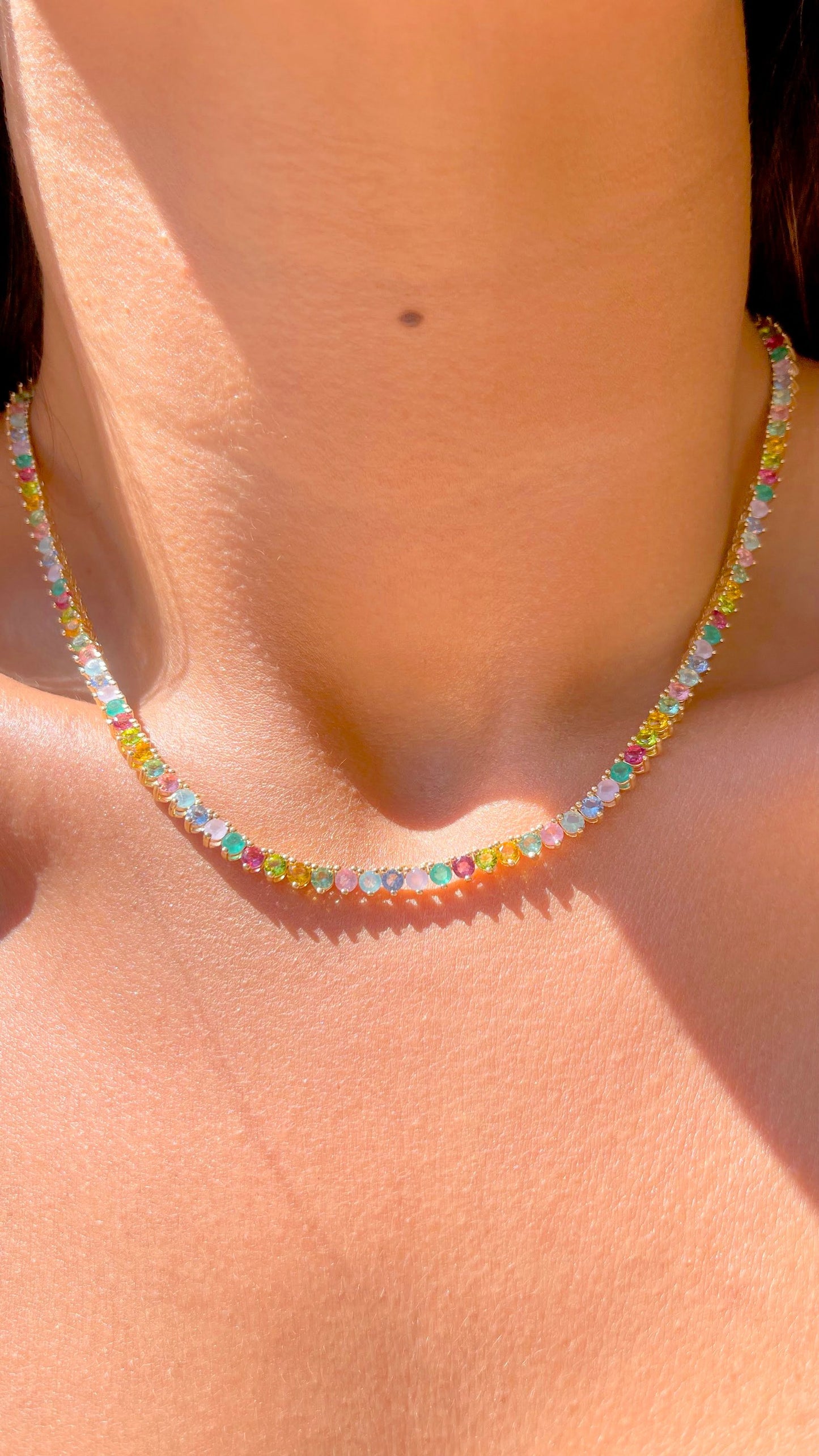 Pastel Crystal Tennis Necklace
