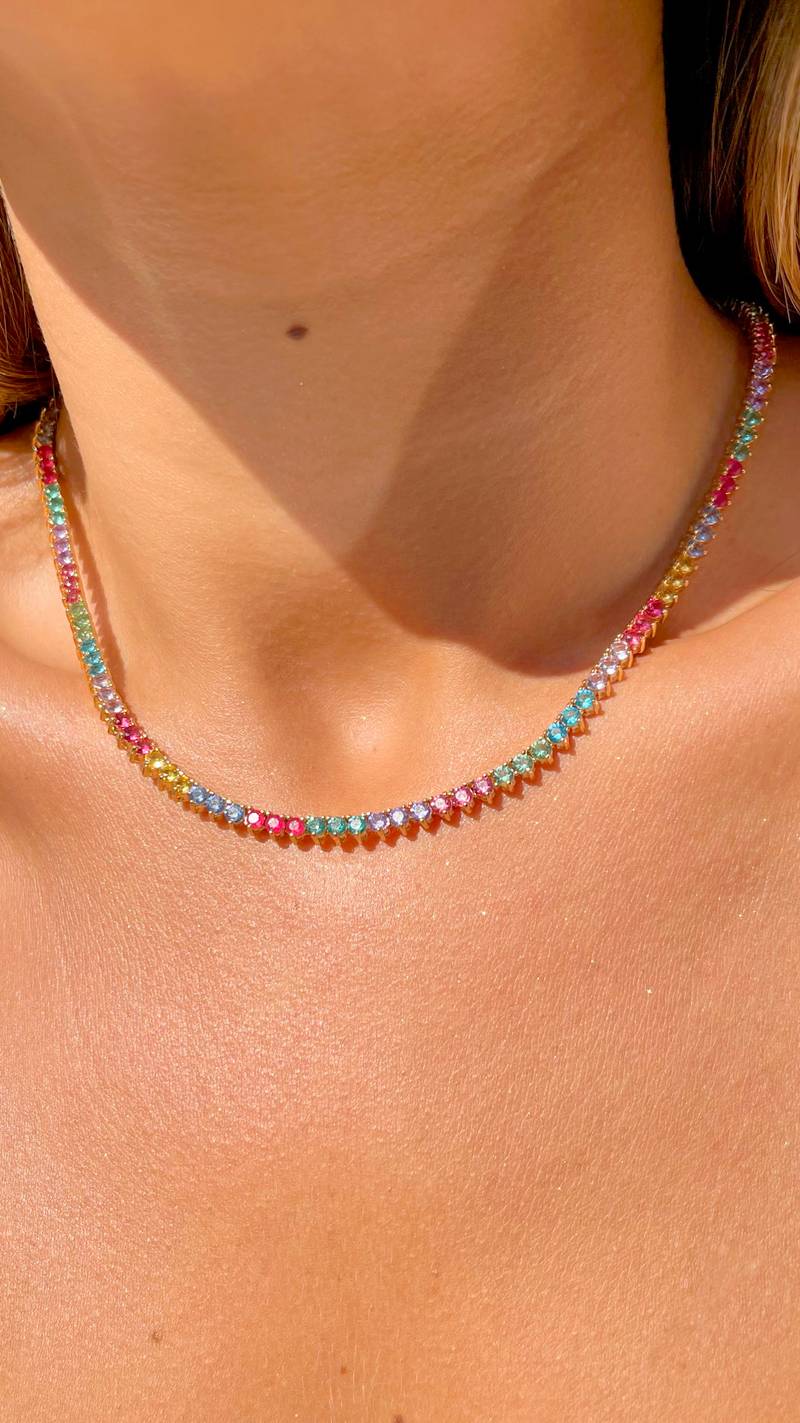 Gradient Crystal Tennis Necklace