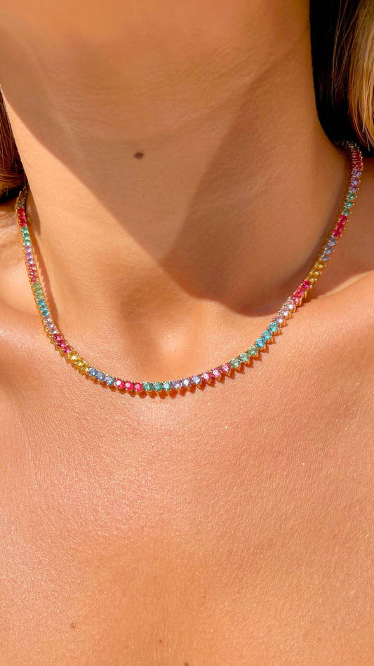 Gradient Crystal Tennis Necklace