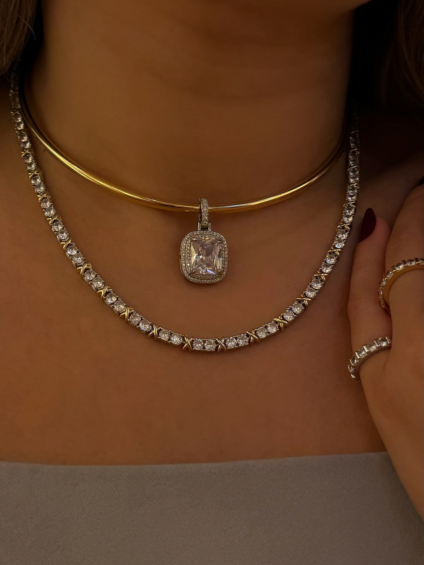 Tiff Cross Tennis Necklace