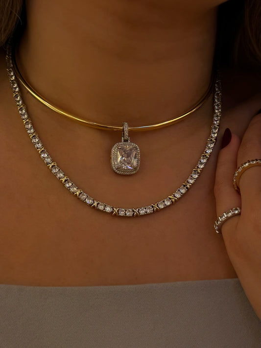 Tiff Cross Tennis Necklace