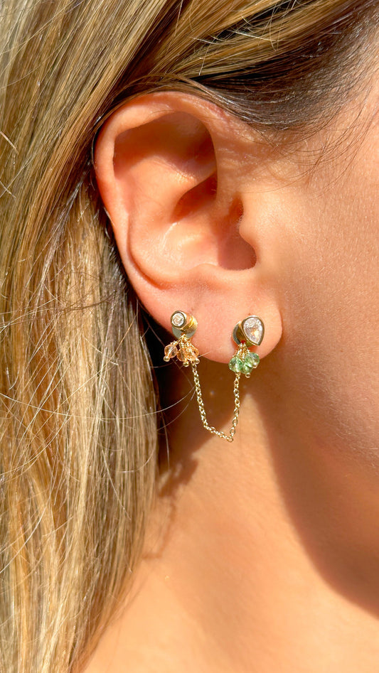 Crystal Chain Studs