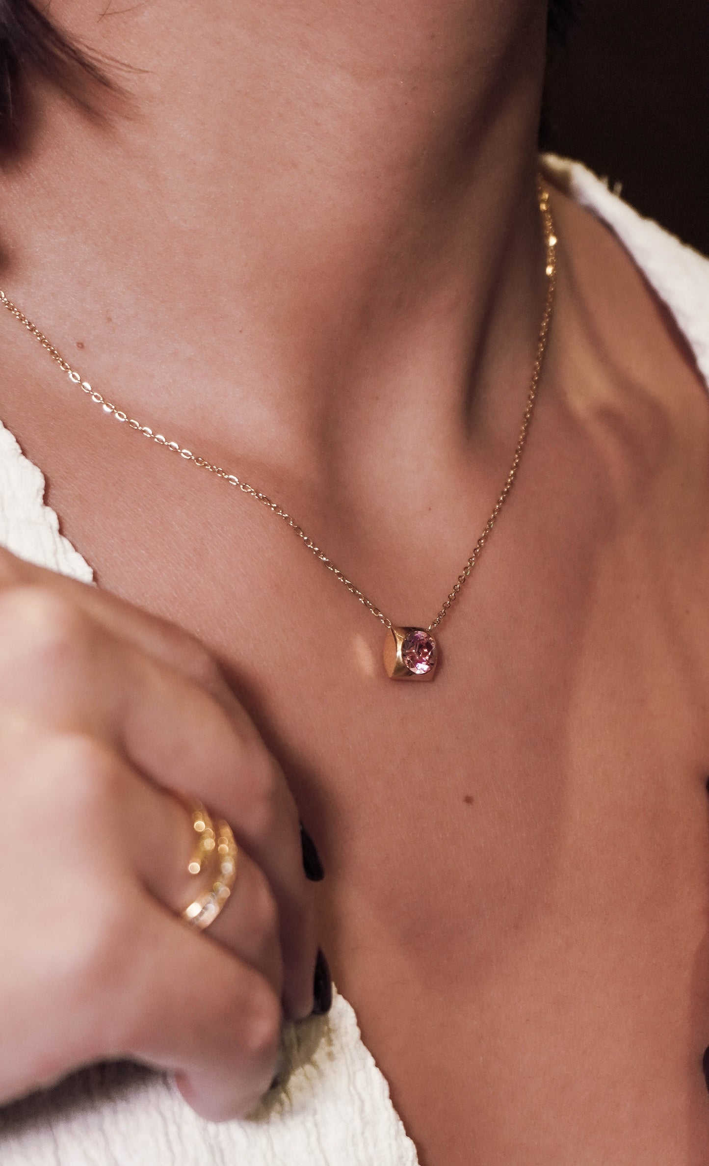 Crystal Cube Pendant Necklace