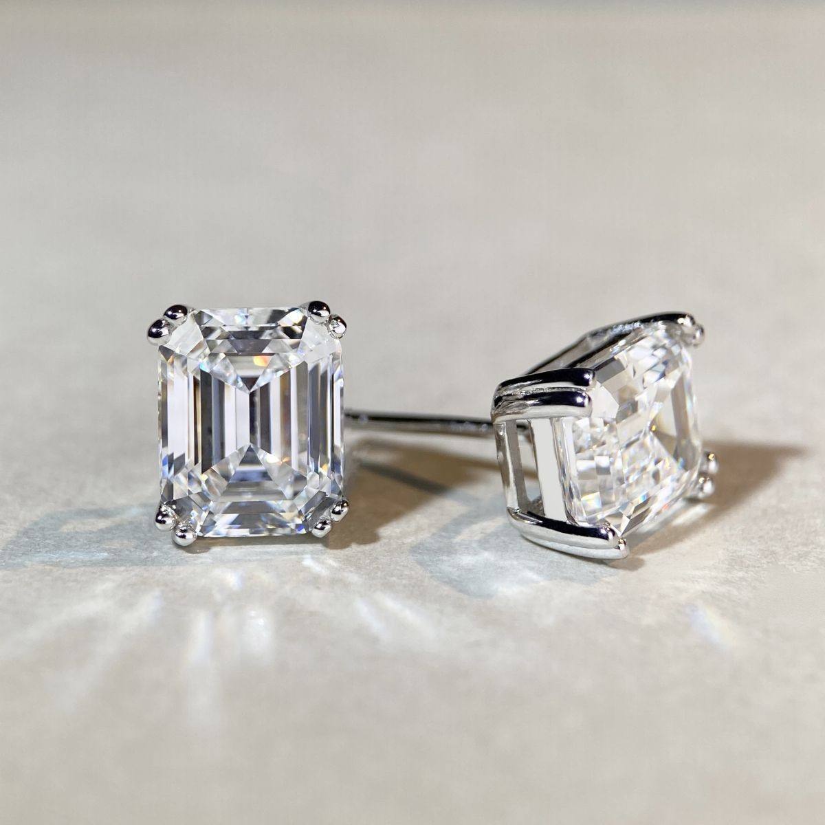 Moissanite Emerald Stud Earrings