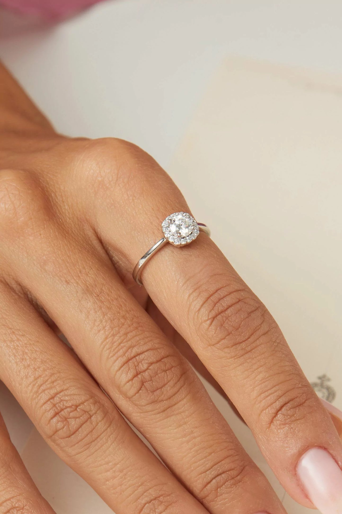 Round Brilliant Cut Moissanite Engagement Ring