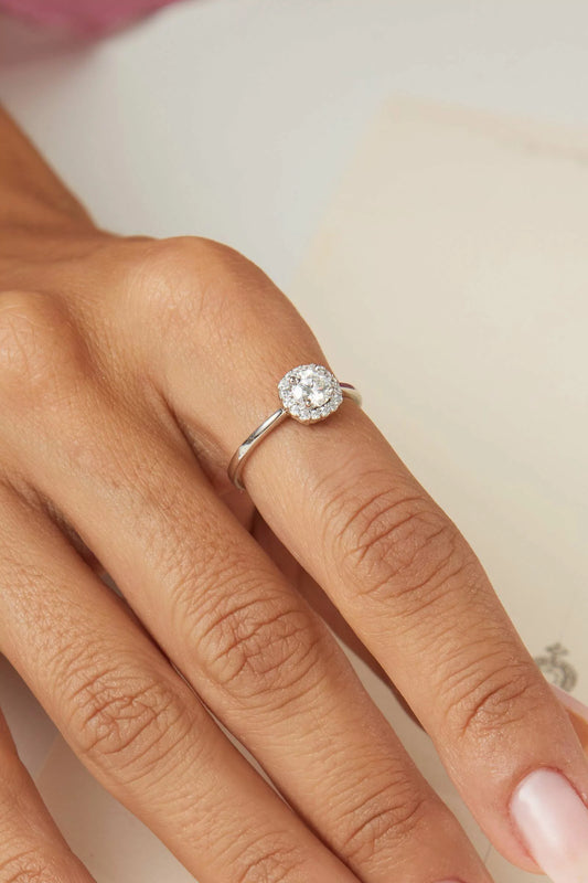 Round Brilliant Cut Moissanite Engagement Ring