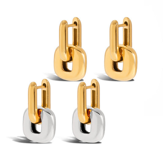 Two-Tone Double Link Earrings