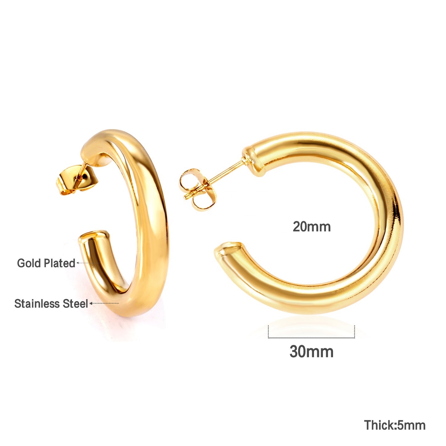 Basic Medium Hoop Earrings