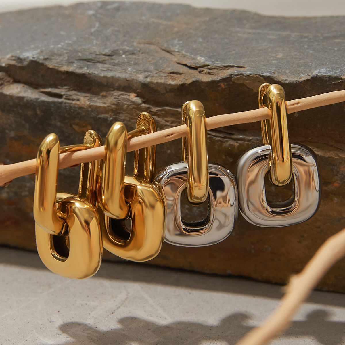 Two-Tone Double Link Earrings