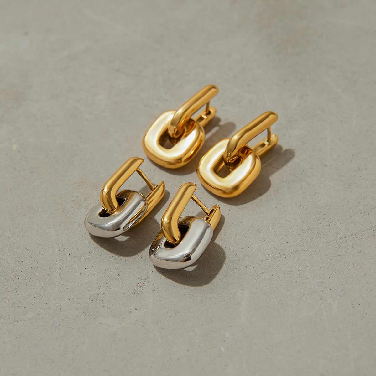 Two-Tone Double Link Earrings