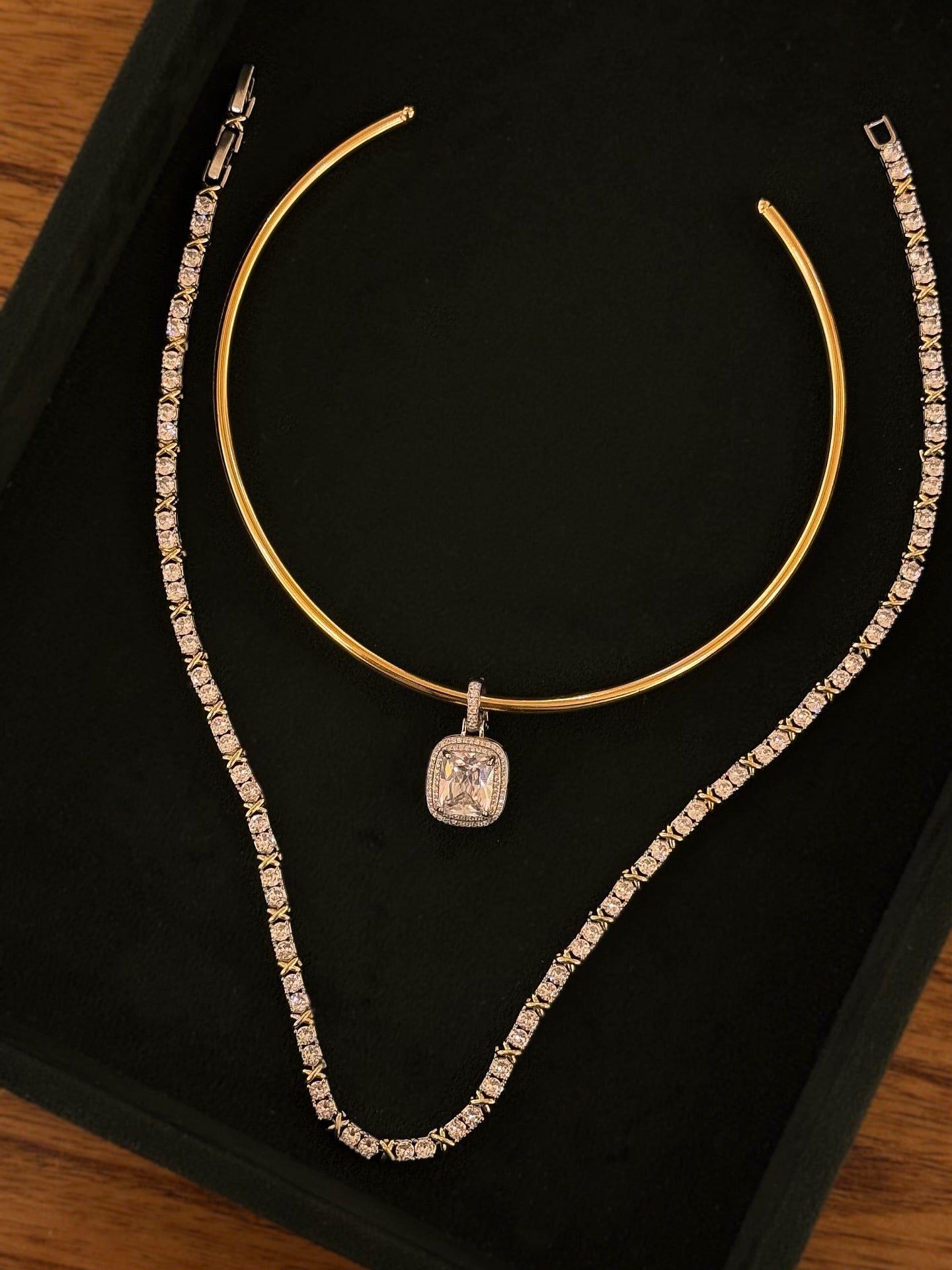 Tiff Cross Tennis Necklace