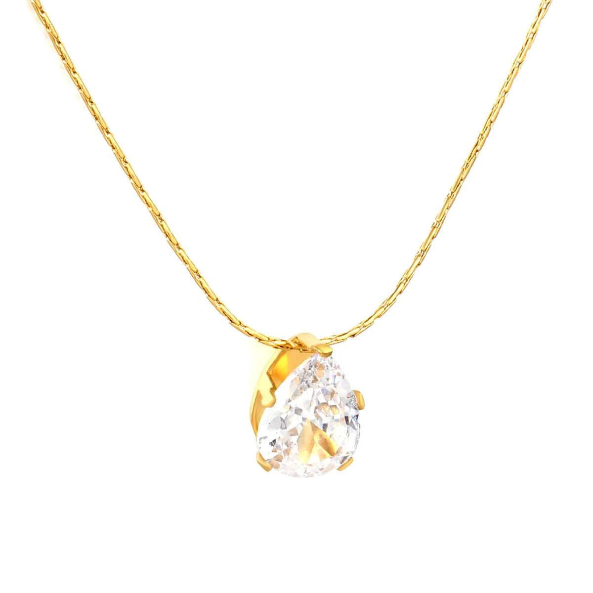Pear Cut Solitaire Zirconia Pendant Necklace