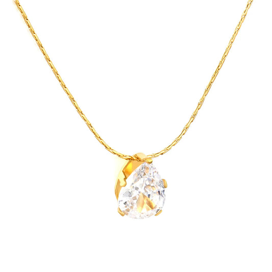 Pear Cut Solitaire Zirconia Pendant Necklace