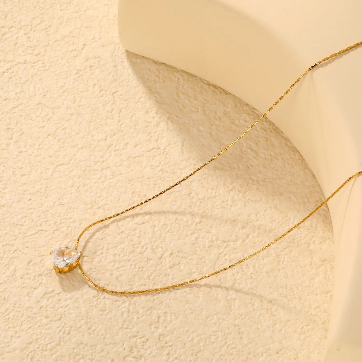 Pear Cut Solitaire Zirconia Pendant Necklace