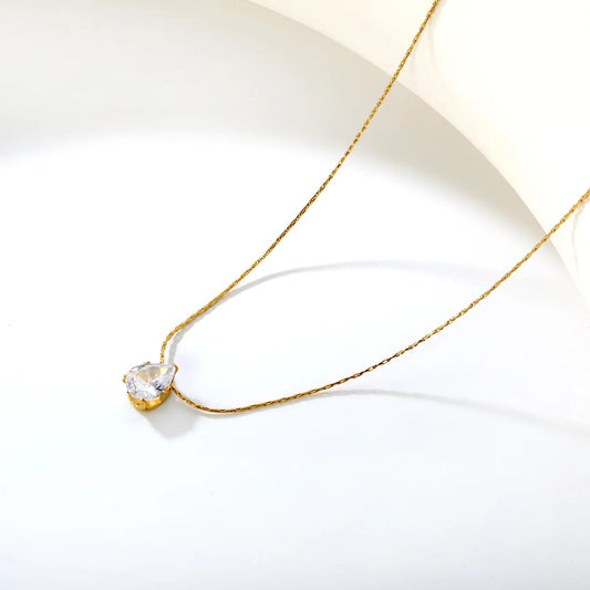 Pear Cut Solitaire Zirconia Pendant Necklace