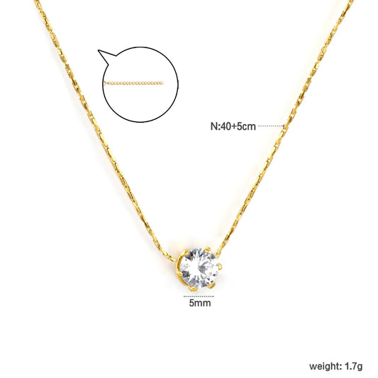 Solitaire Round Zirconia Pendant Necklace