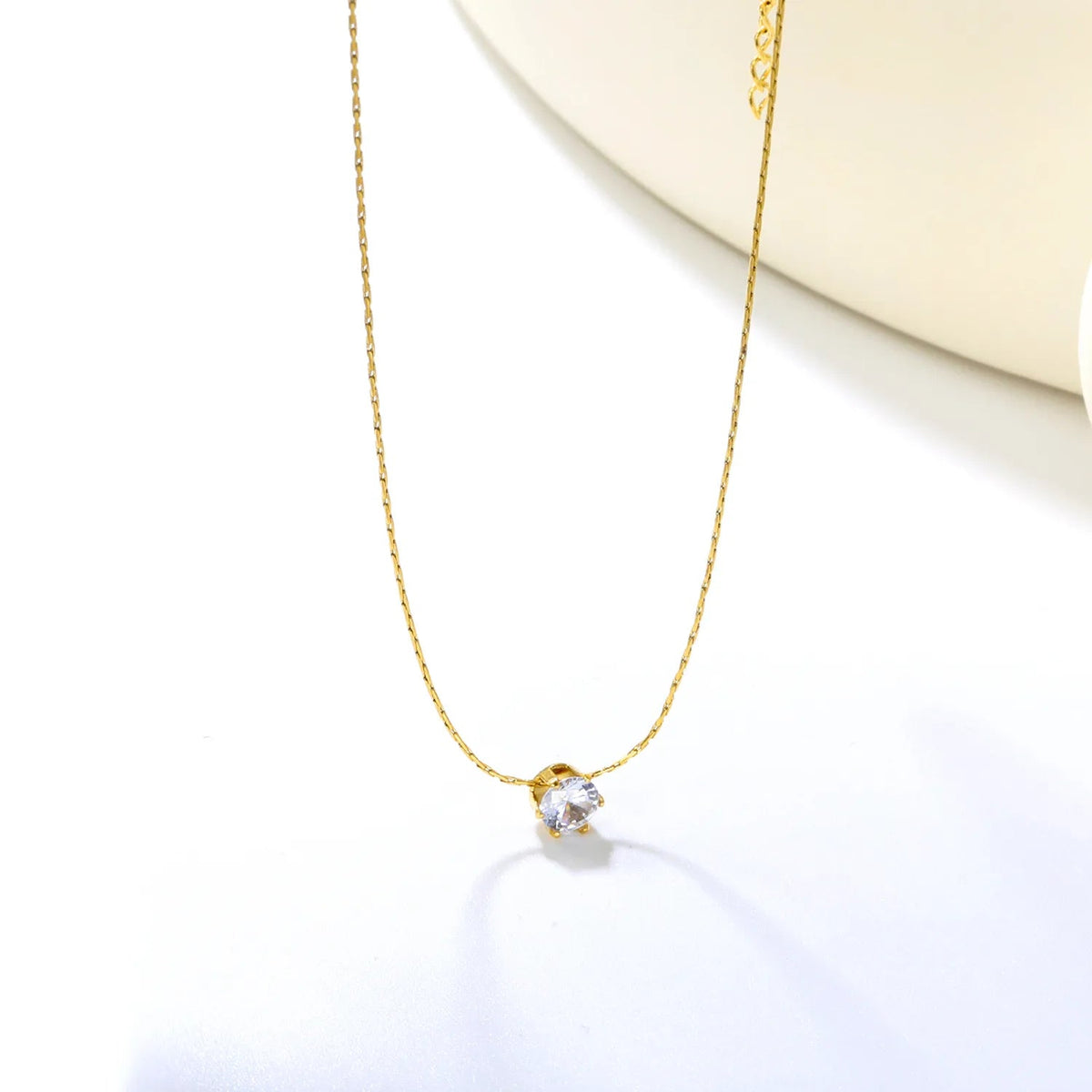 Solitaire Round Zirconia Pendant Necklace