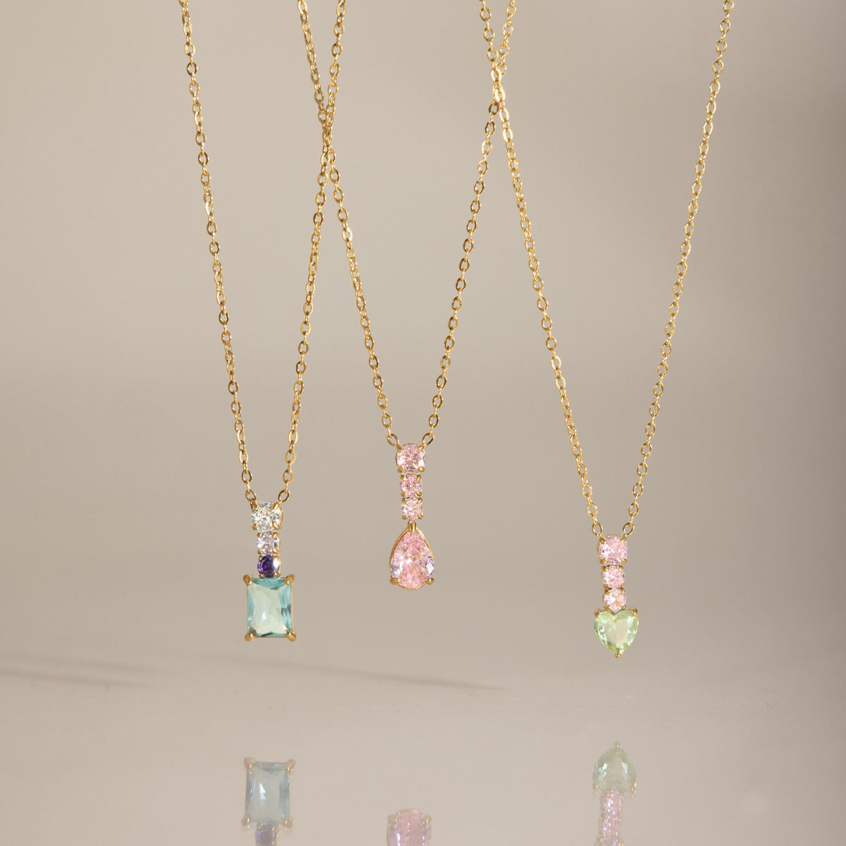 Colorful Zirconia Pendant Necklace