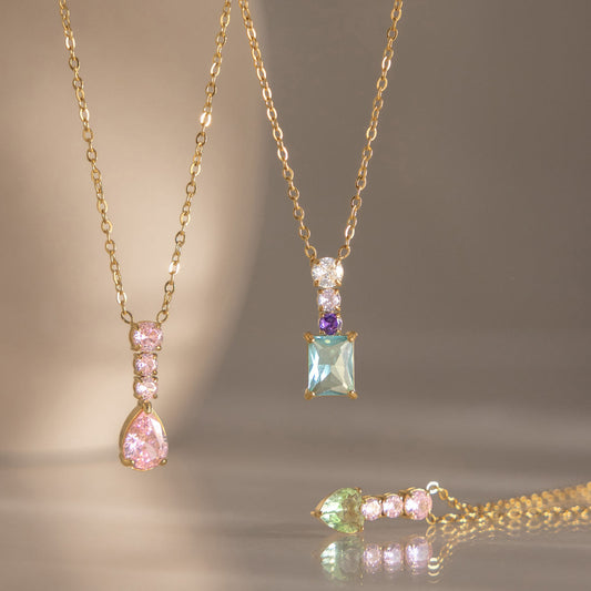 Colorful Zirconia Pendant Necklace