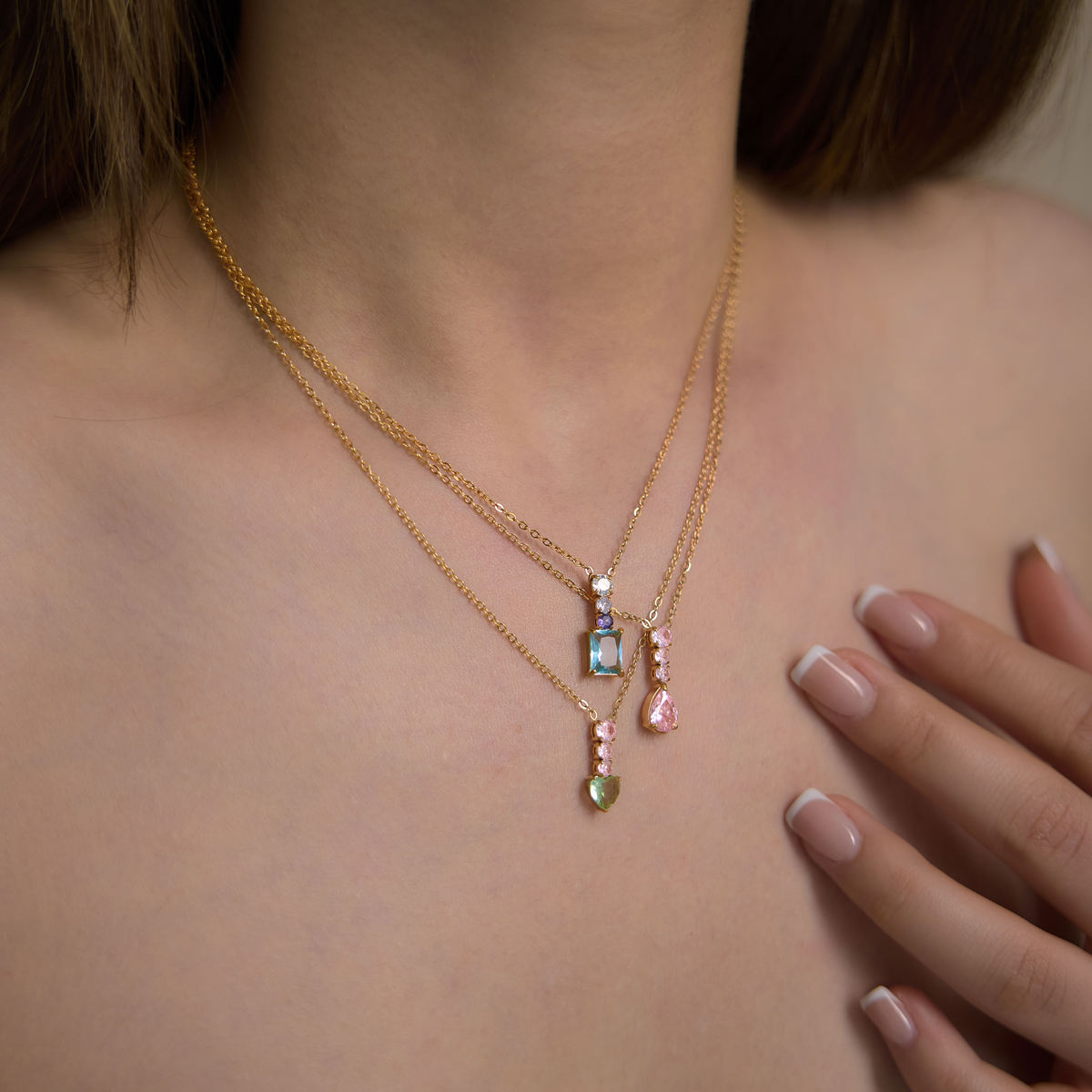 Colorful Zirconia Pendant Necklace