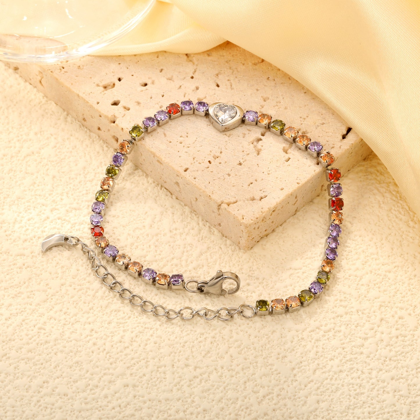 Colorful Tennis Heart Bracelet