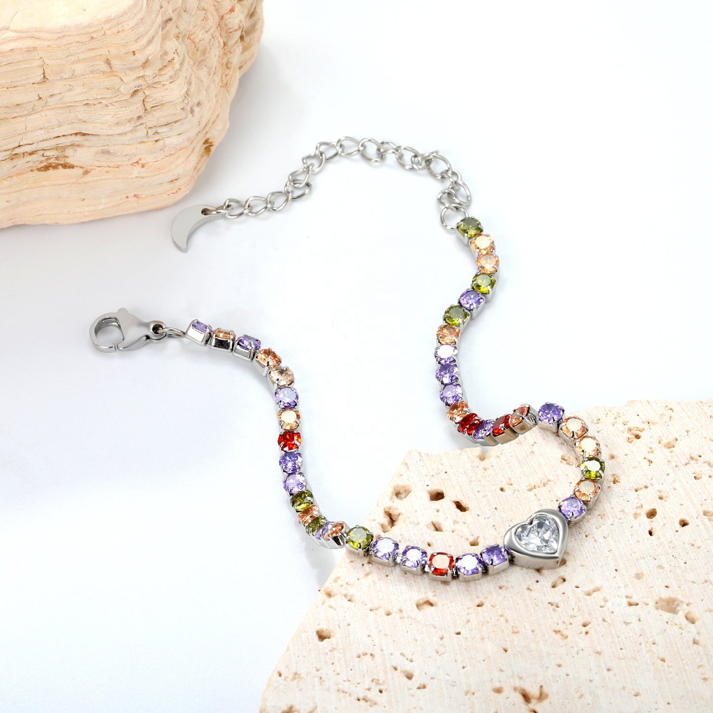 Colorful Tennis Heart Bracelet