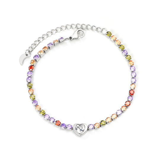 Colorful Tennis Heart Bracelet
