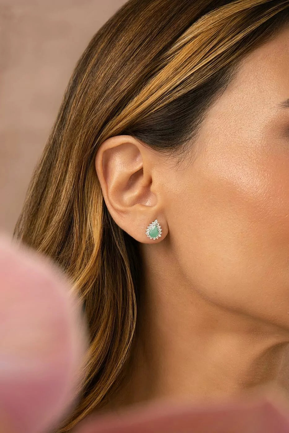 Emerald Fusion Drop Earrings with Moissanites 925 Silver