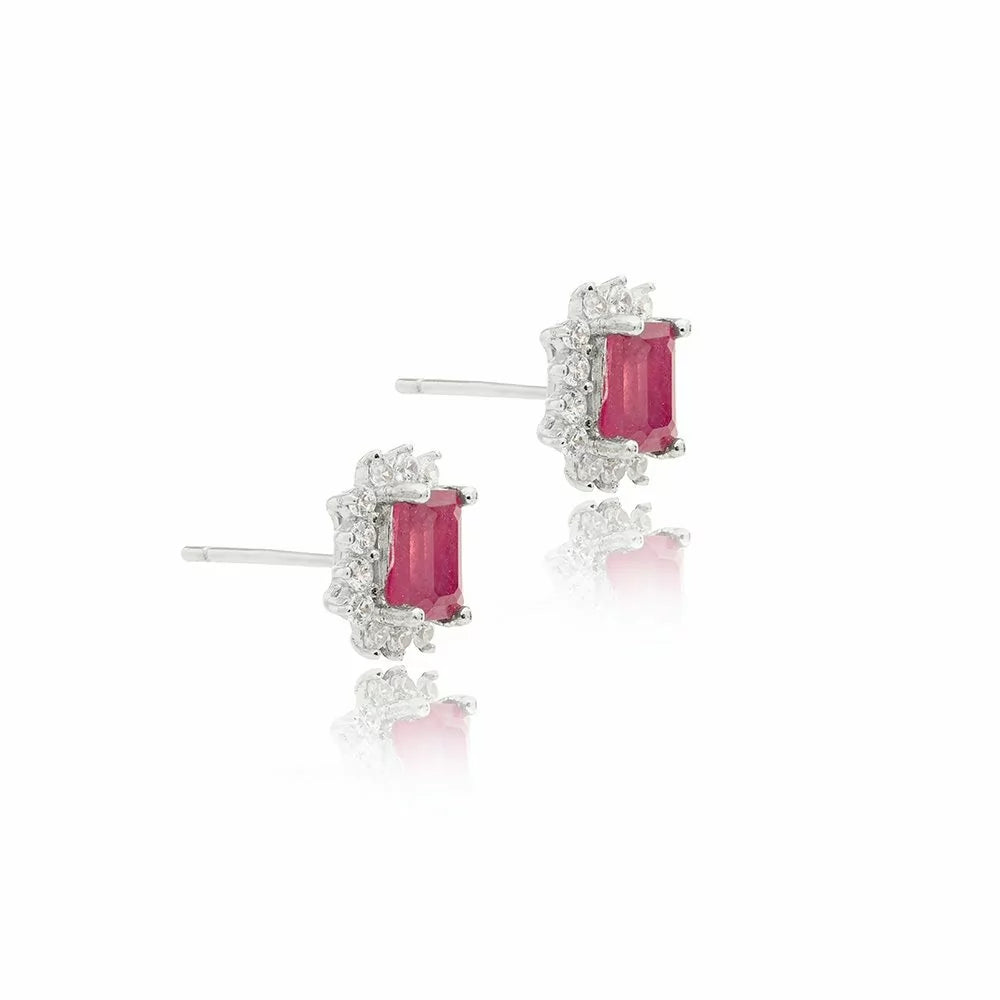 Ruby Moissanite Earrings 925 Sterling Silver