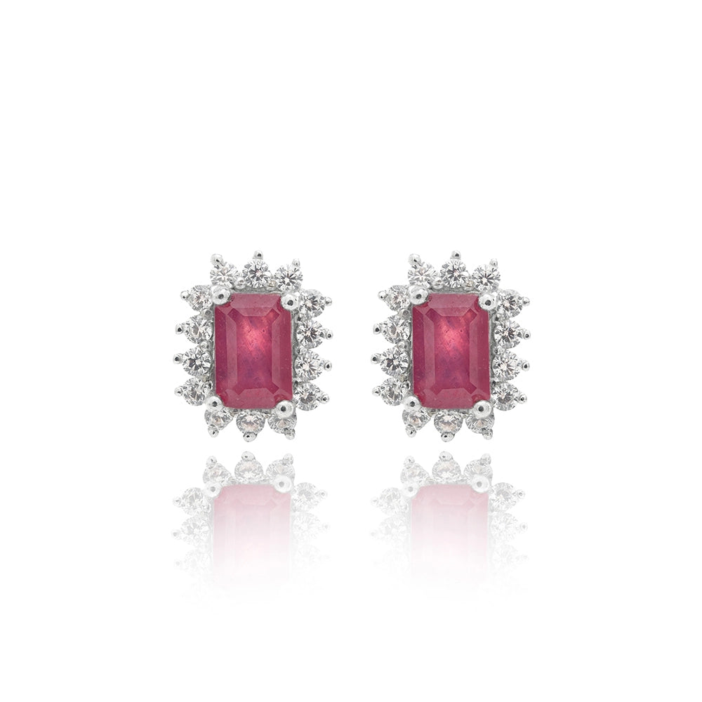 Ruby Moissanite Earrings 925 Sterling Silver