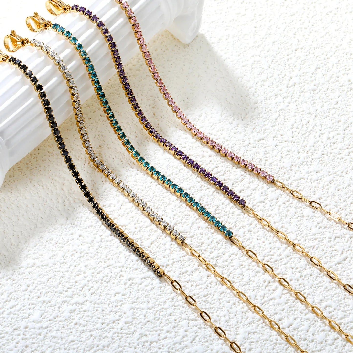 Half Crystal Half Chain Bracelet