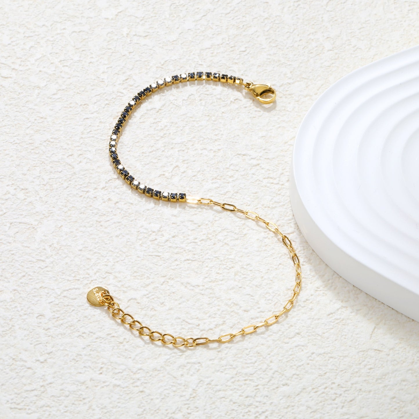 Half Crystal Half Chain Bracelet