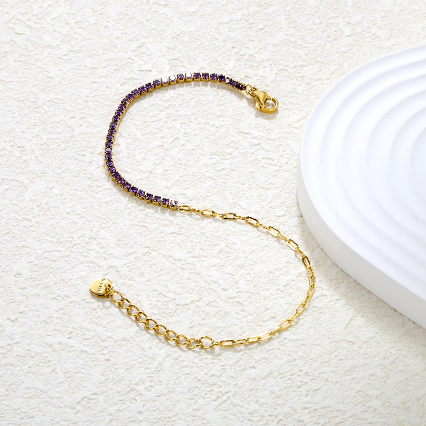 Half Crystal Half Chain Bracelet