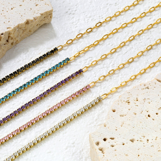 Half Crystal Half Chain Bracelet