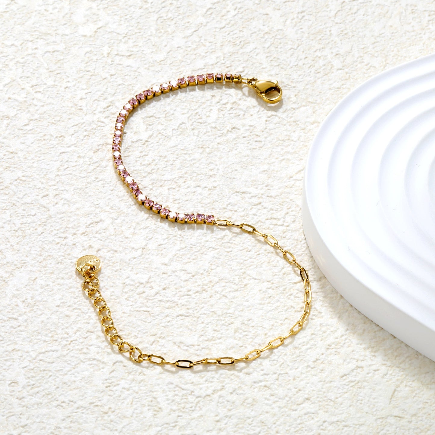 Half Crystal Half Chain Bracelet