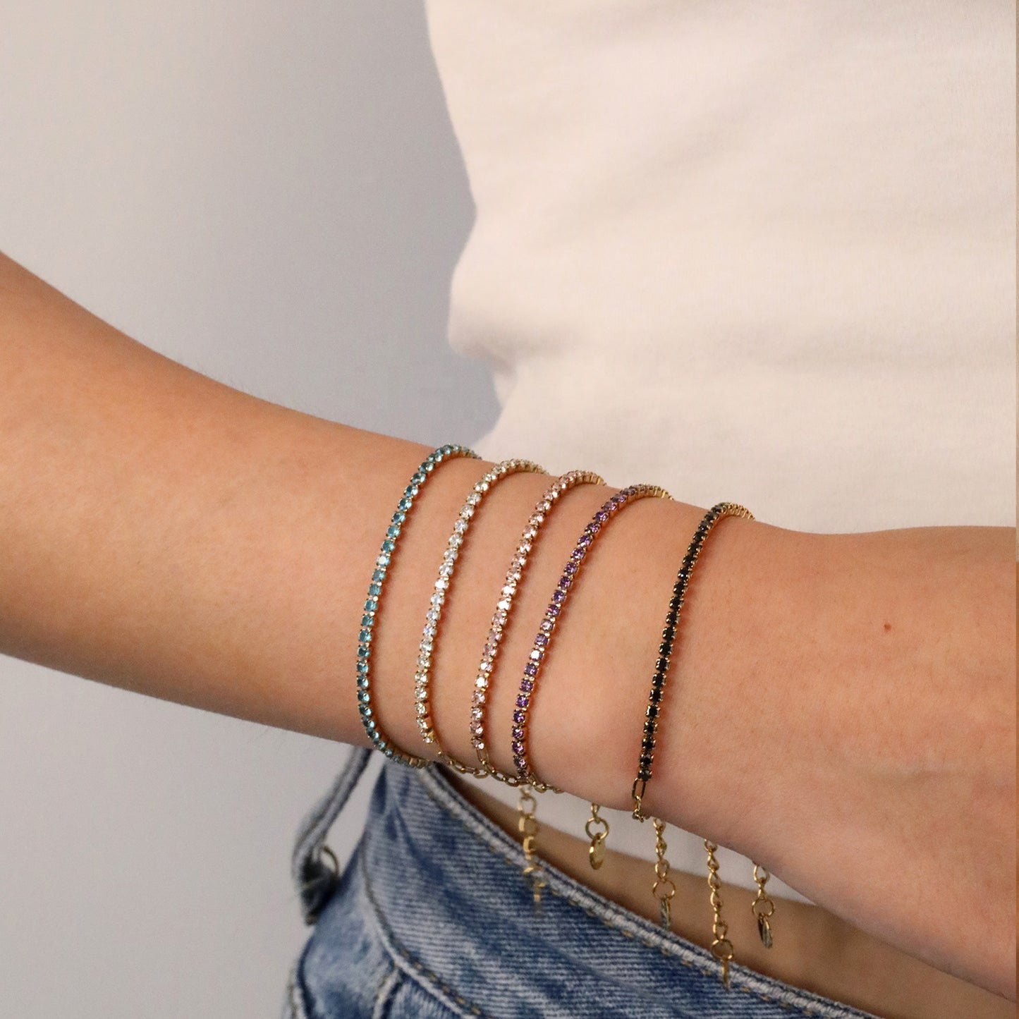 Half Crystal Half Chain Bracelet