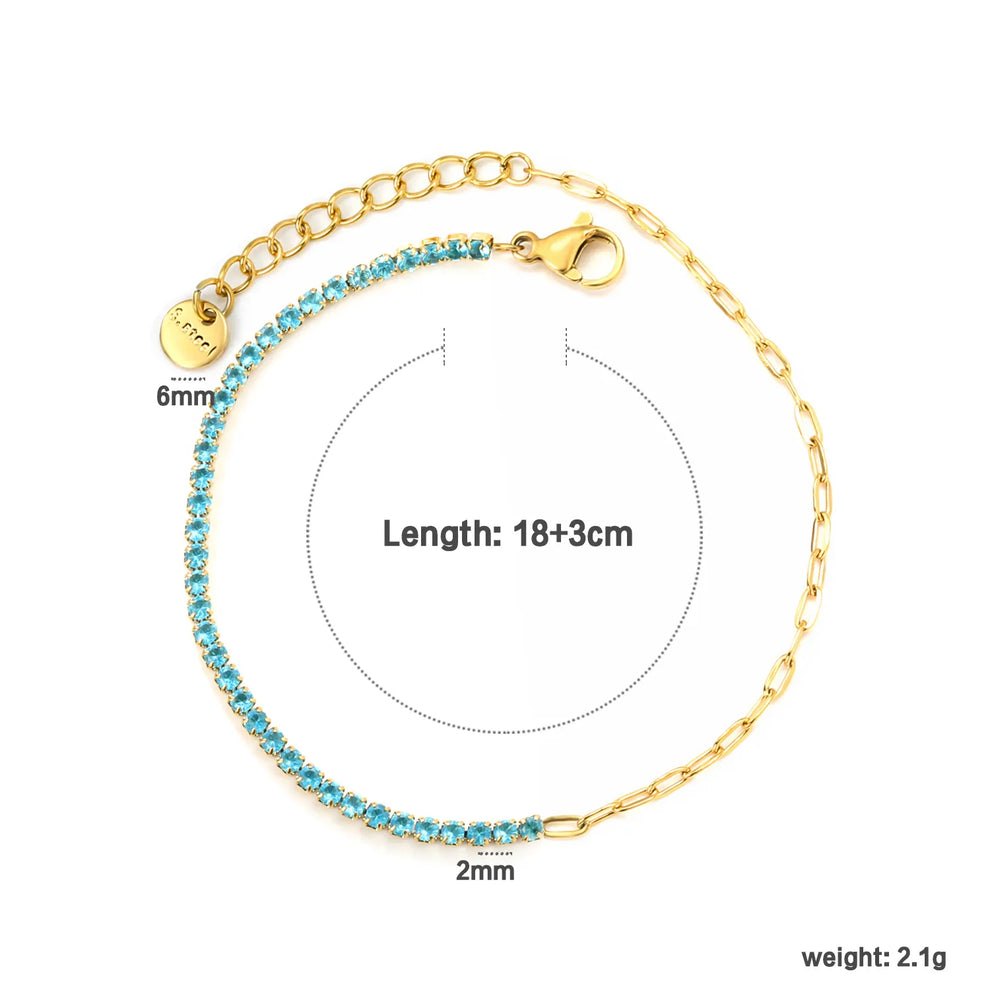 Half Crystal Half Chain Bracelet