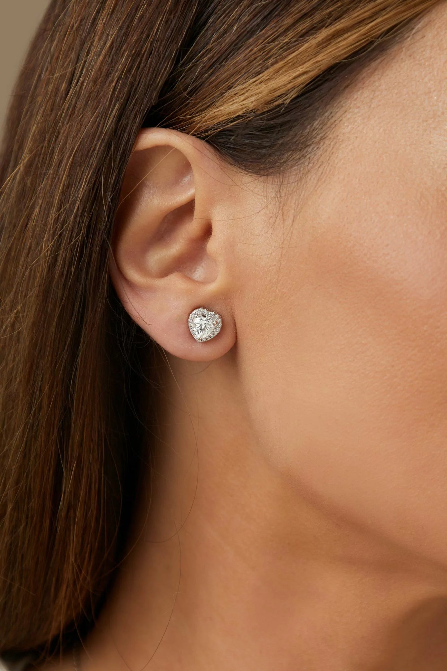 Heart Moissanite Earrings with Zircon Accents 925 Sterling Silver