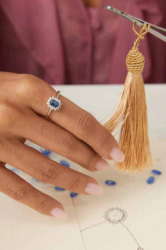 Fusion Sapphire Ring with Moissanite 925 Sterling Silver